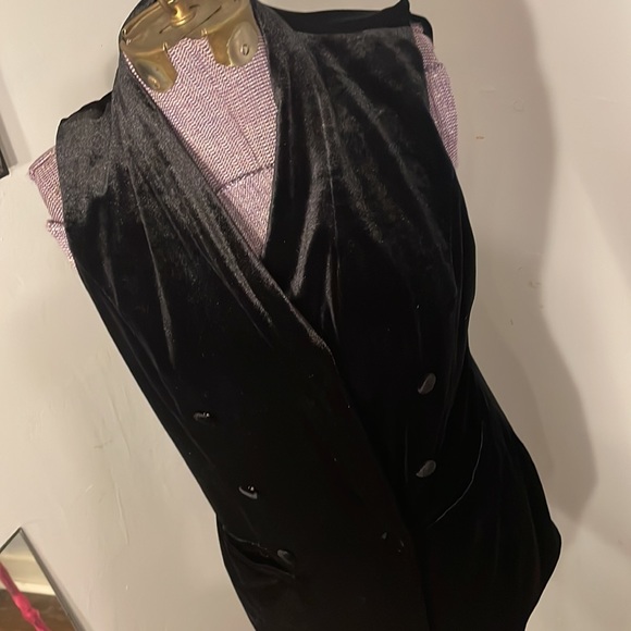 Black Shimmer Velvet Vest, Layered Tunic Shrug Look, size medium - Picture 1 of 7